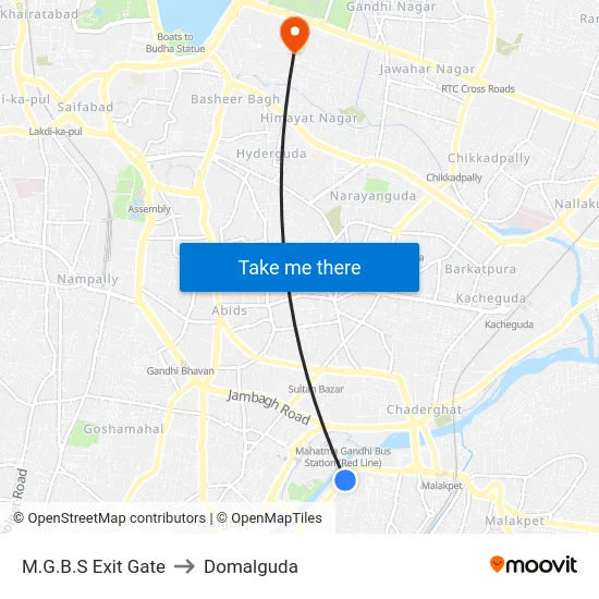 M.G.B.S Exit Gate to Domalguda map
