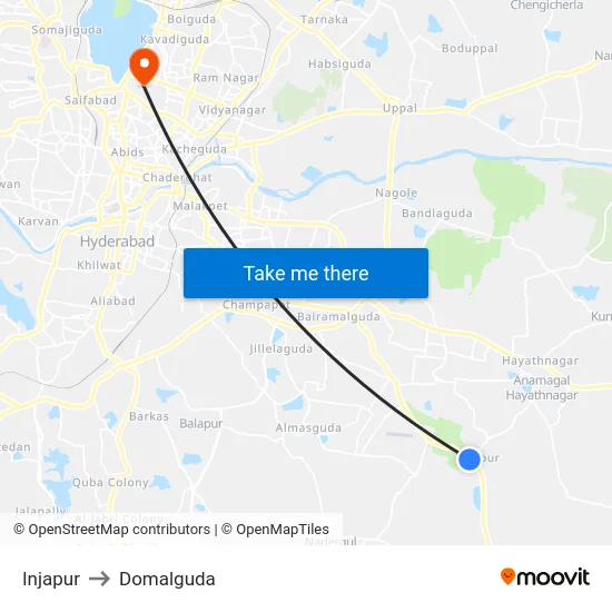 Injapur to Domalguda map