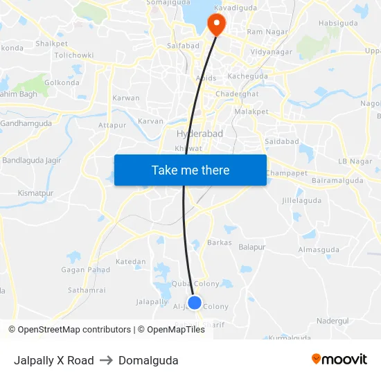 Jalpally X Road to Domalguda map