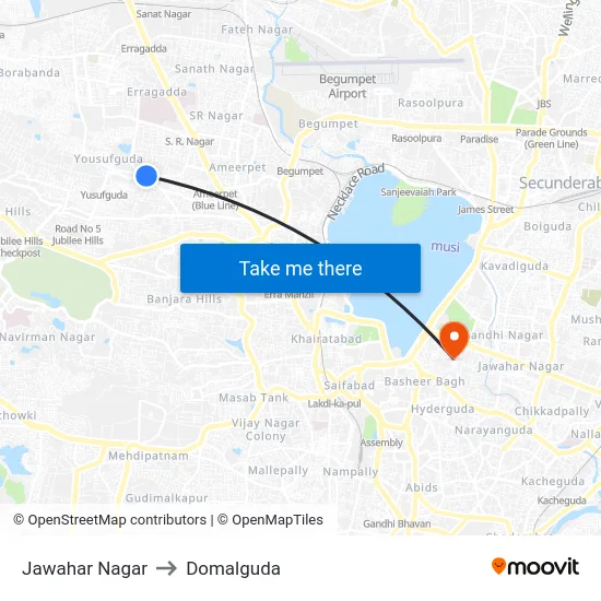 Jawahar Nagar to Domalguda map