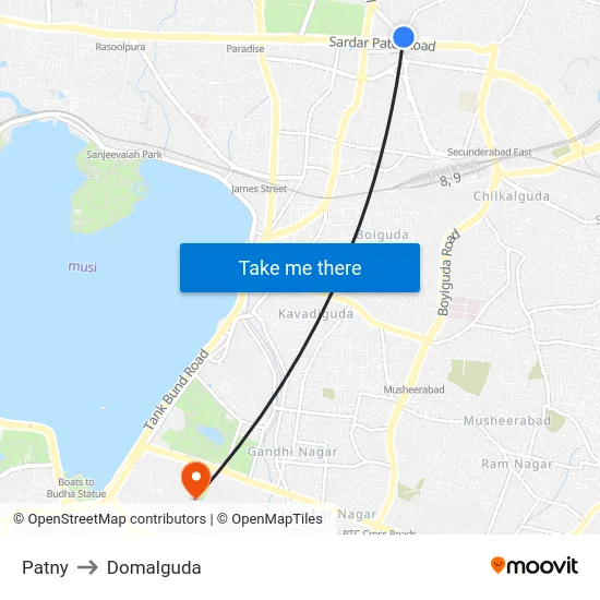 Patny to Domalguda map