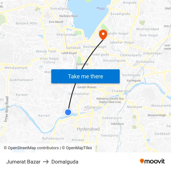 Jumerat Bazar to Domalguda map