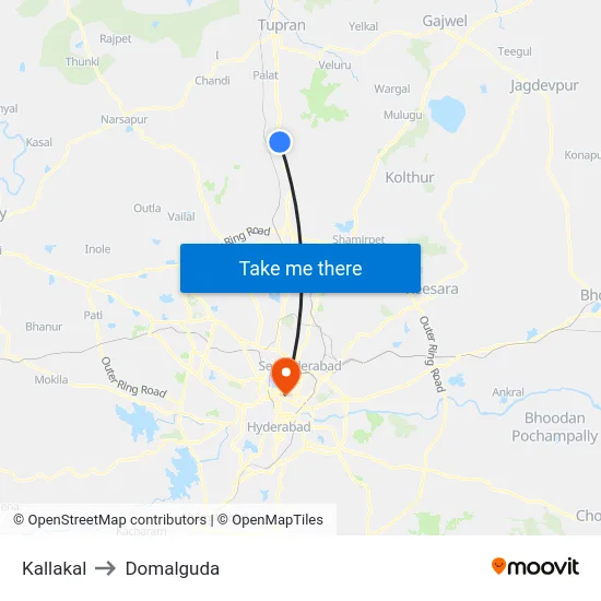 Kallakal to Domalguda map