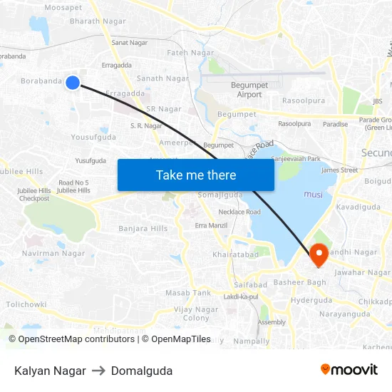 Kalyan Nagar to Domalguda map