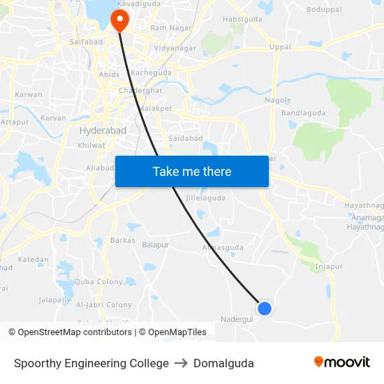 Spoorthy Engineering College to Domalguda map