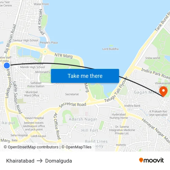 Khairatabad to Domalguda map