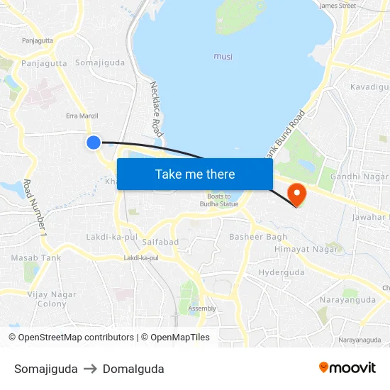 Somajiguda to Domalguda map