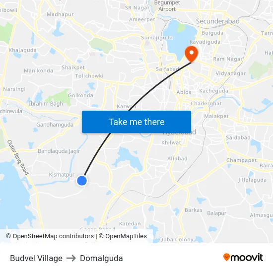 Budvel Village to Domalguda map