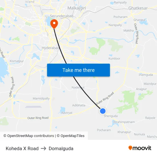 Koheda X Road to Domalguda map