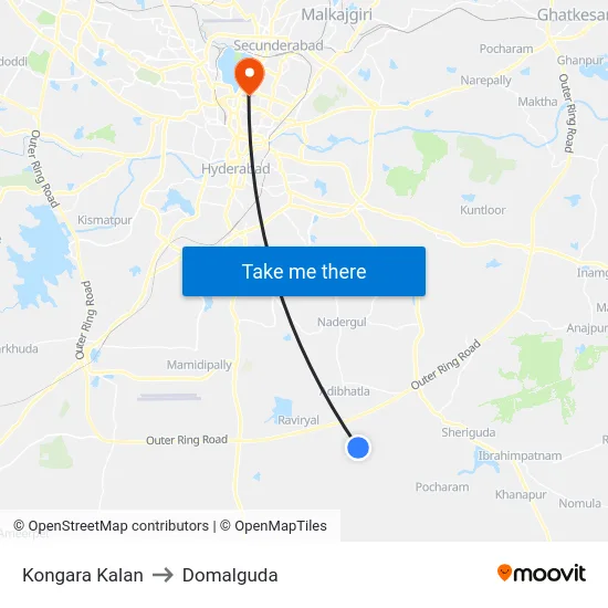 Kongara Kalan to Domalguda map
