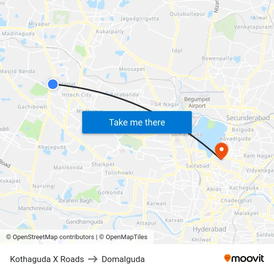 Kothaguda X Roads to Domalguda map