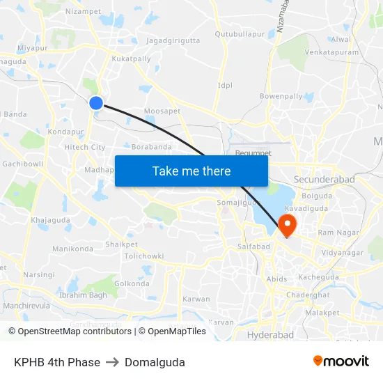 KPHB 4th Phase to Domalguda map