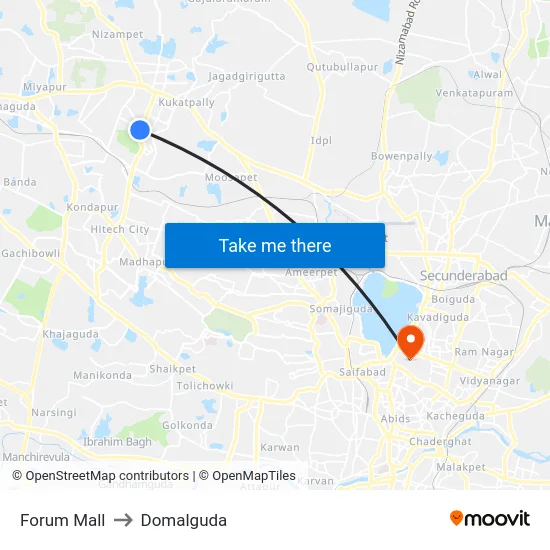 Forum Mall to Domalguda map