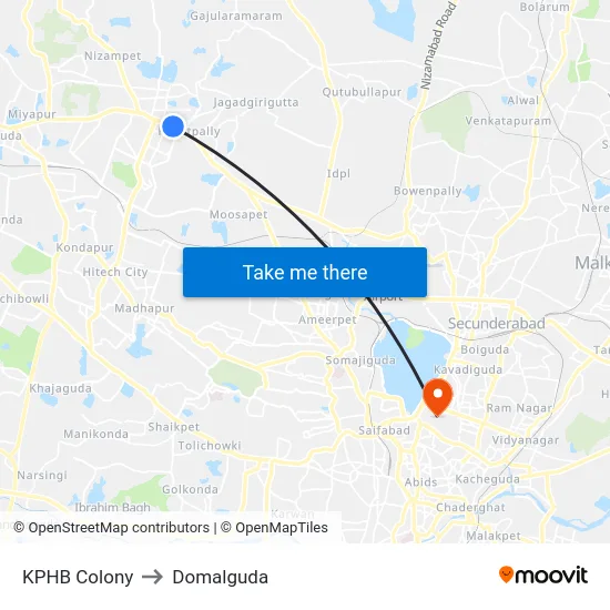 KPHB Colony to Domalguda map