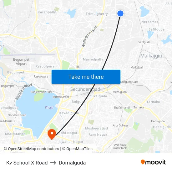 Kv School X Road to Domalguda map
