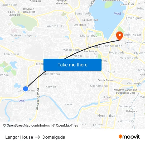 Langar House to Domalguda map