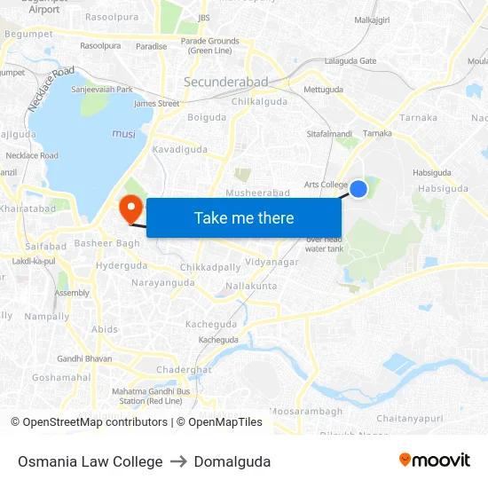 Osmania Law College to Domalguda map
