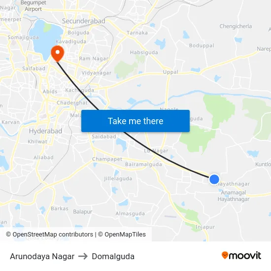 Arunodaya Nagar to Domalguda map
