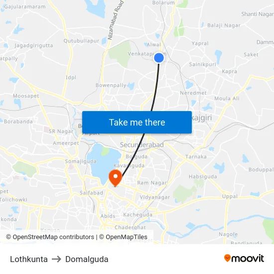 Lothkunta to Domalguda map