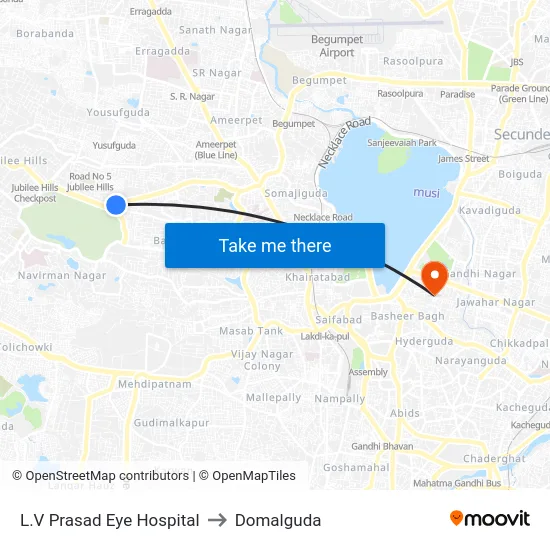 L.V Prasad Eye Hospital to Domalguda map