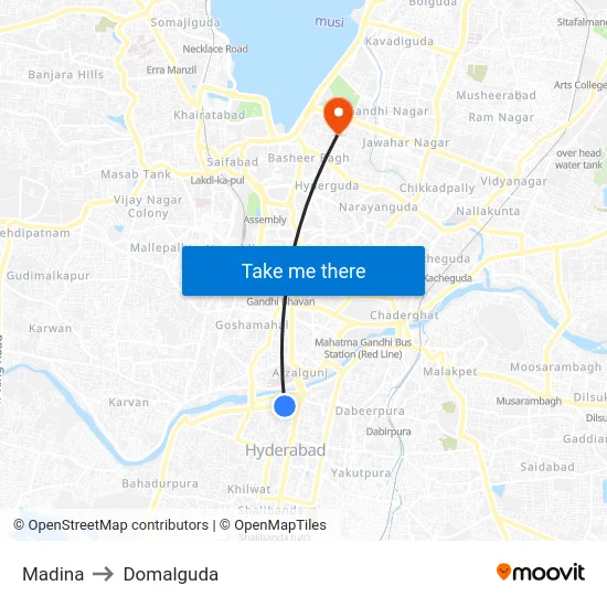 Madina to Domalguda map