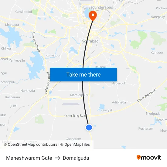 Maheshwaram Gate to Domalguda map