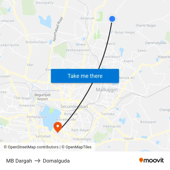 MB Dargah to Domalguda map
