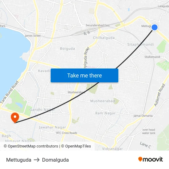 Mettuguda to Domalguda map