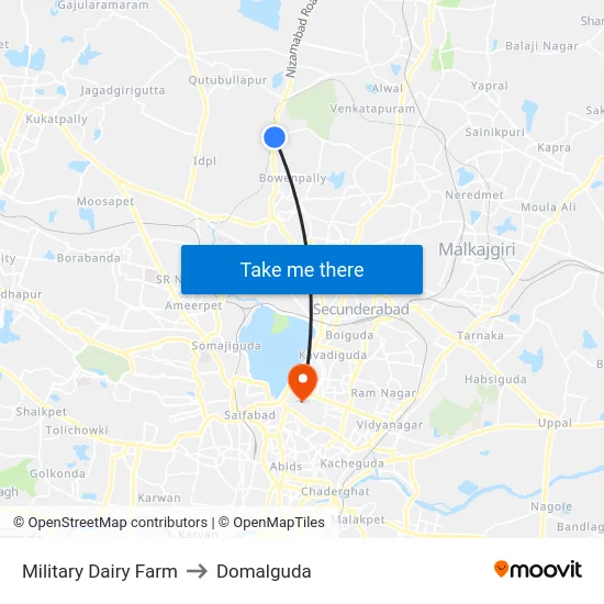 Military Dairy Farm to Domalguda map