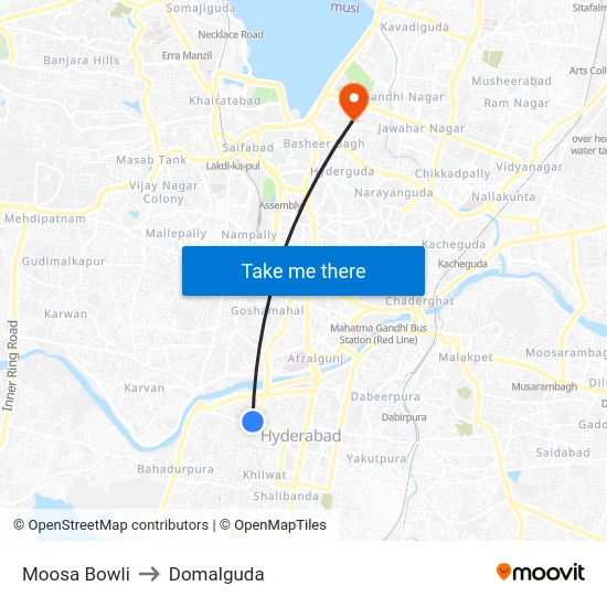 Moosa Bowli to Domalguda map