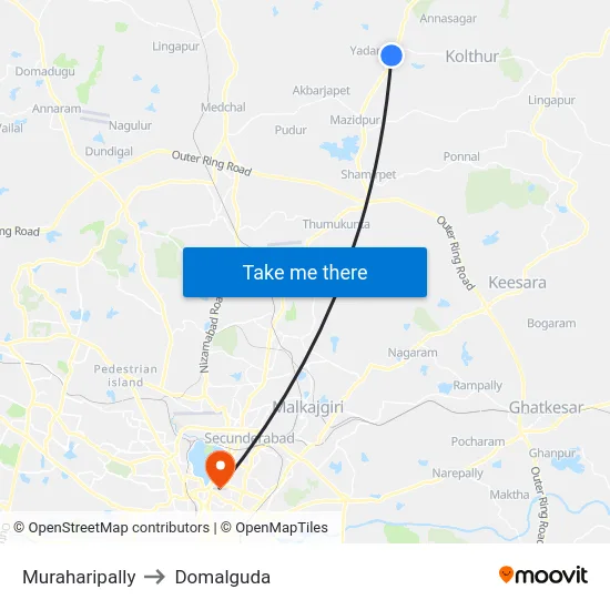 Muraharipally to Domalguda map