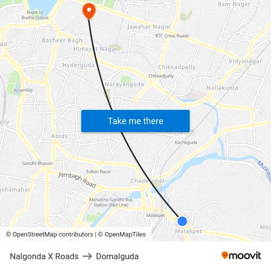 Nalgonda X Roads to Domalguda map