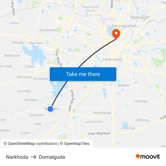 Narkhoda to Domalguda map