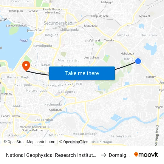 National Geophysical Research Institute (Ngri) to Domalguda map