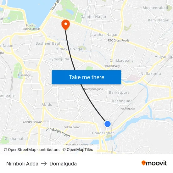Nimboli Adda to Domalguda map