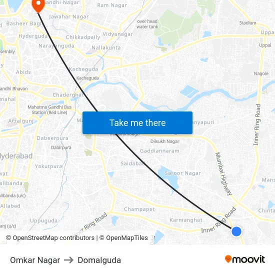 Omkar Nagar to Domalguda map