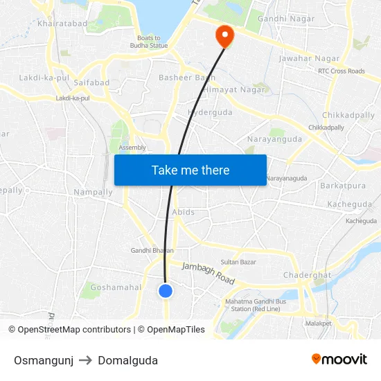 Osmangunj to Domalguda map