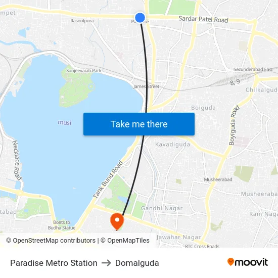 Paradise Metro Station to Domalguda map