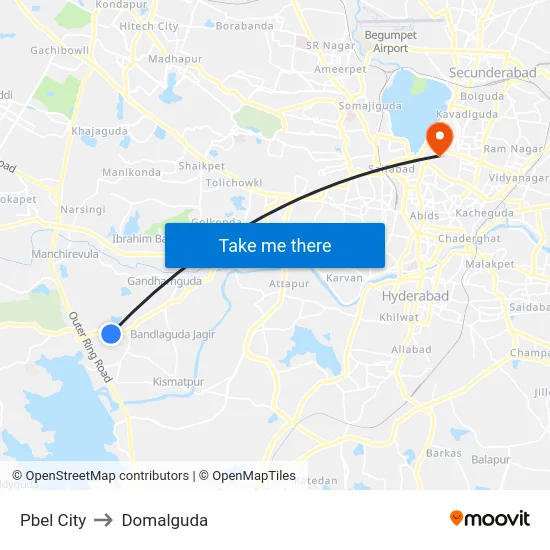 Pbel City to Domalguda map