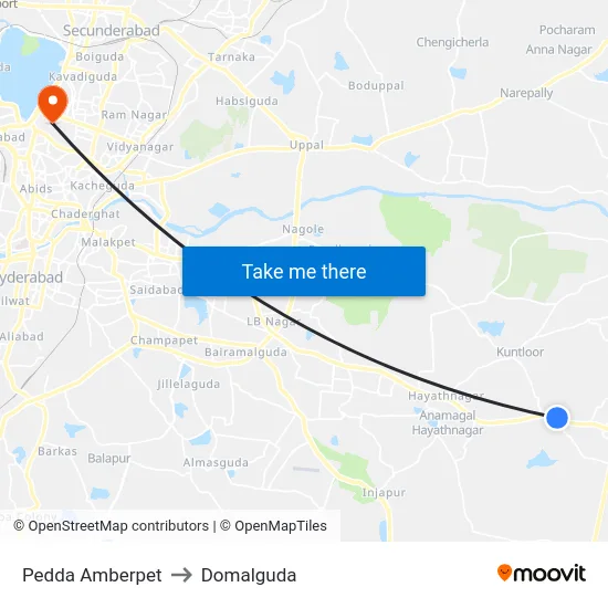 Pedda Amberpet to Domalguda map