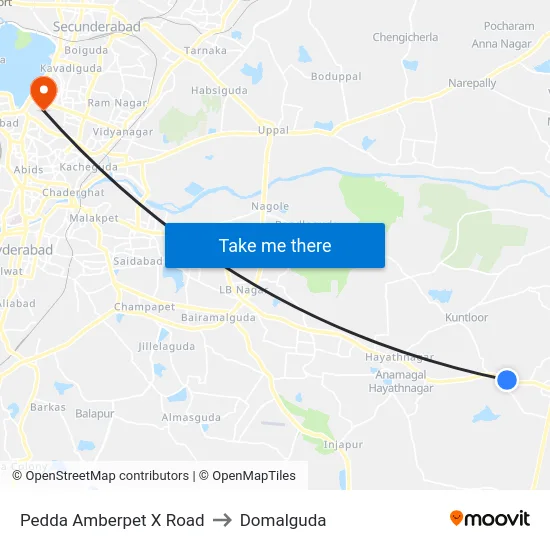 Pedda Amberpet X Road to Domalguda map