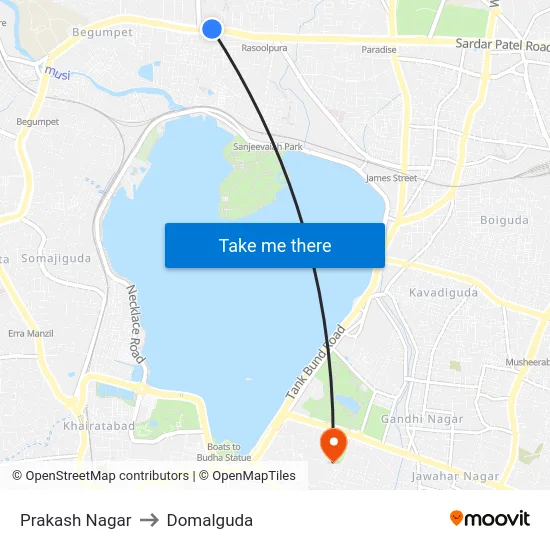 Prakash Nagar to Domalguda map