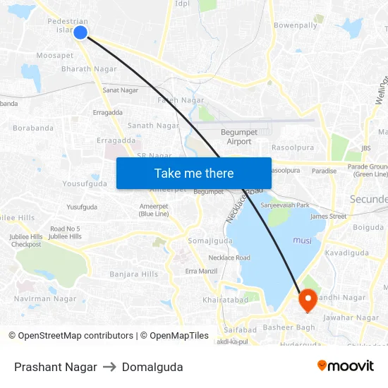 Prashant Nagar to Domalguda map