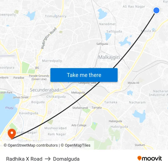 Radhika X Road to Domalguda map