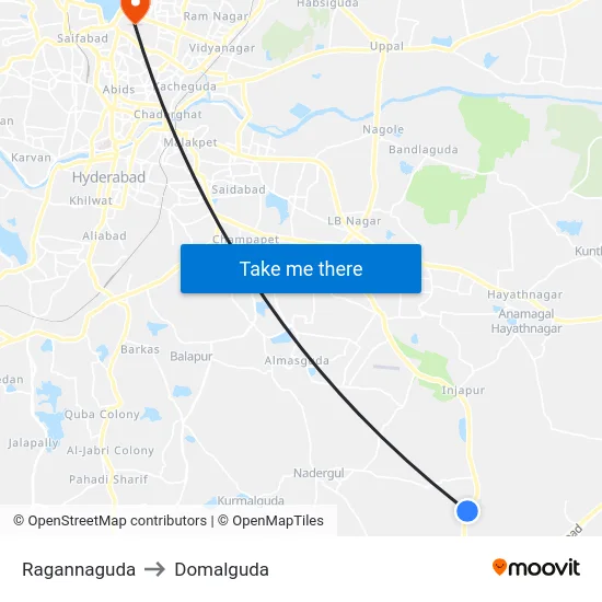 Ragannaguda to Domalguda map