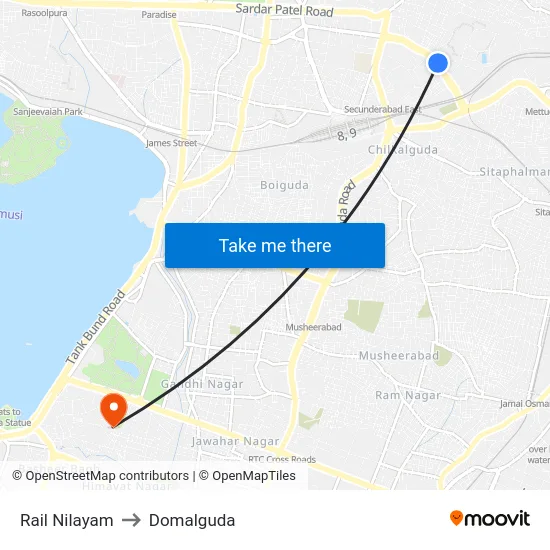 Rail Nilayam to Domalguda map