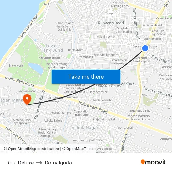 Raja Deluxe to Domalguda map