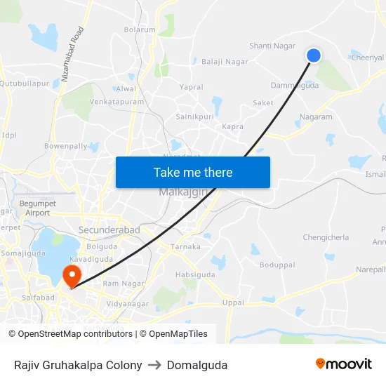 Rajiv Gruhakalpa Colony to Domalguda map
