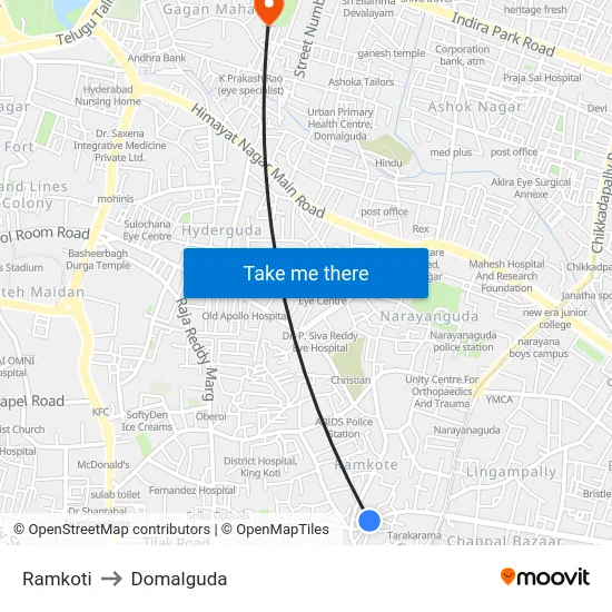 Ramkoti to Domalguda map