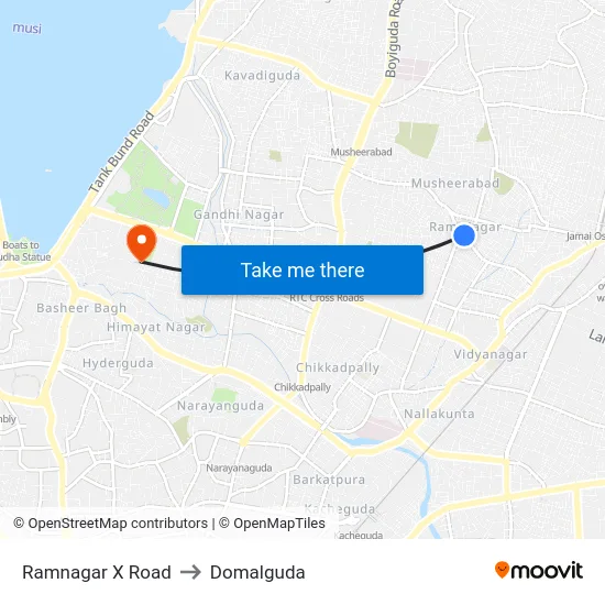 Ramnagar X Road to Domalguda map